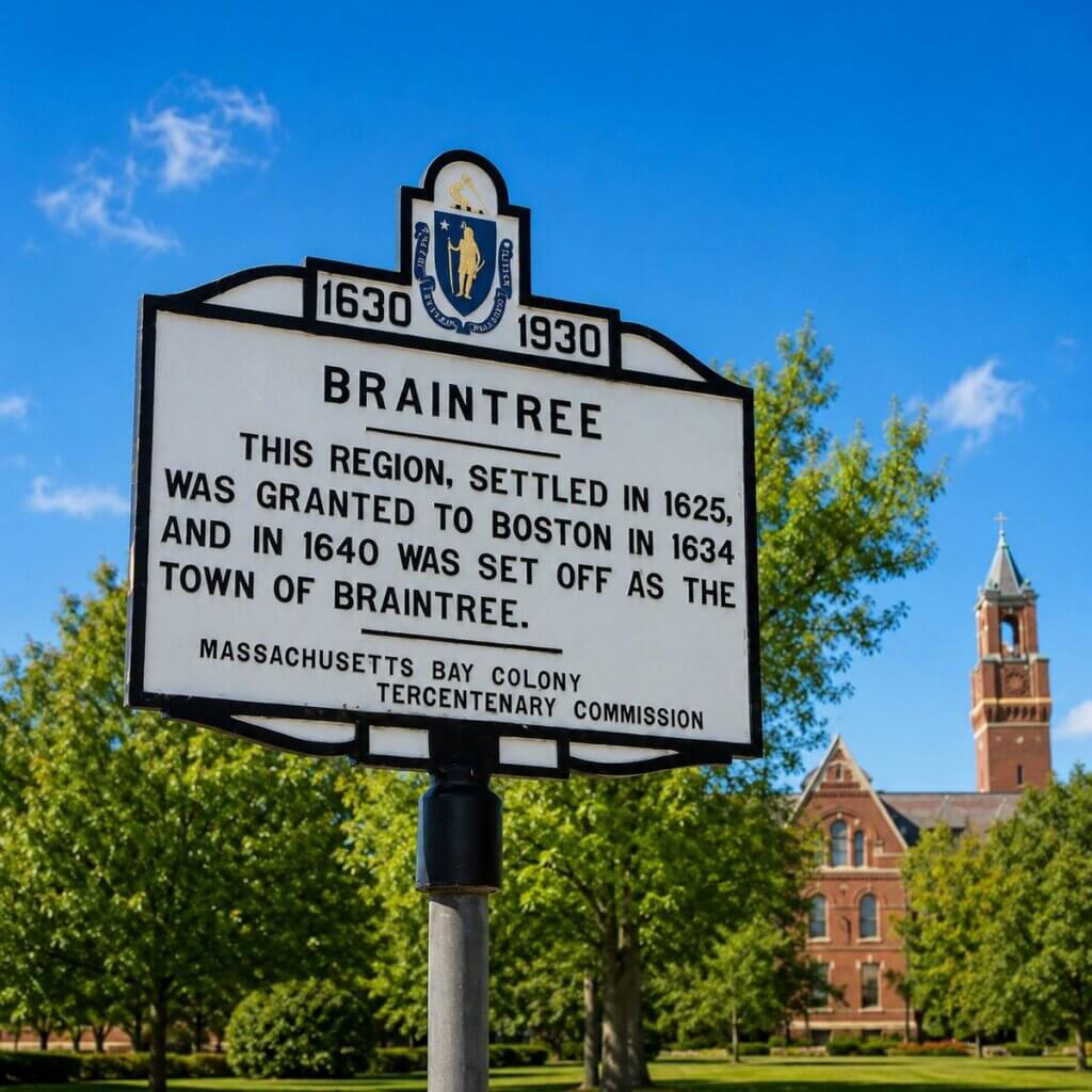 Braintree MA historical marker — Inde Salon serves Braintree from nearby Quincy  Inde Salon & Skin Care  Inde Salon & Skin Care